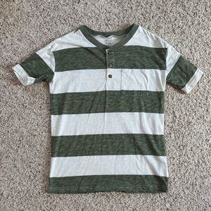 Carter's Olive and Cream Striped Henley Tee
